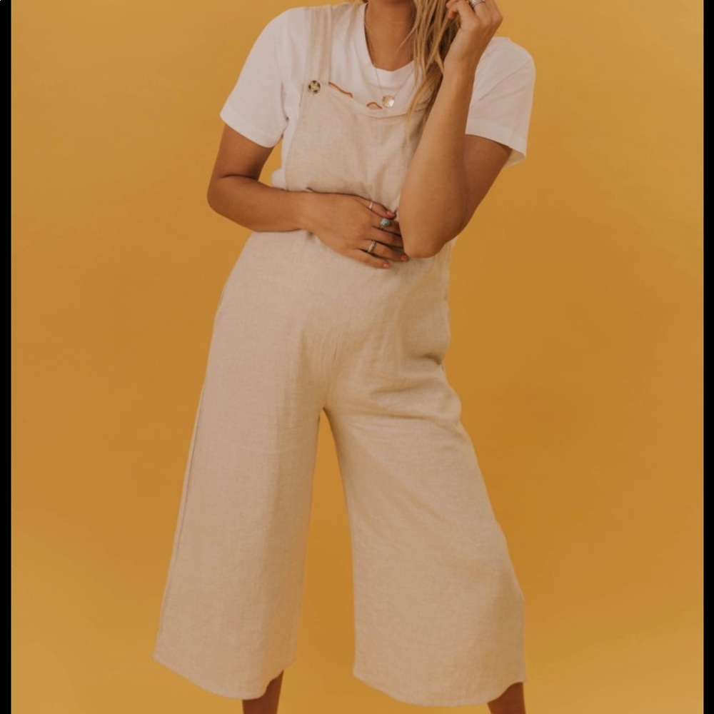 Roolee Payne Linen Cream Natural Overalls Small